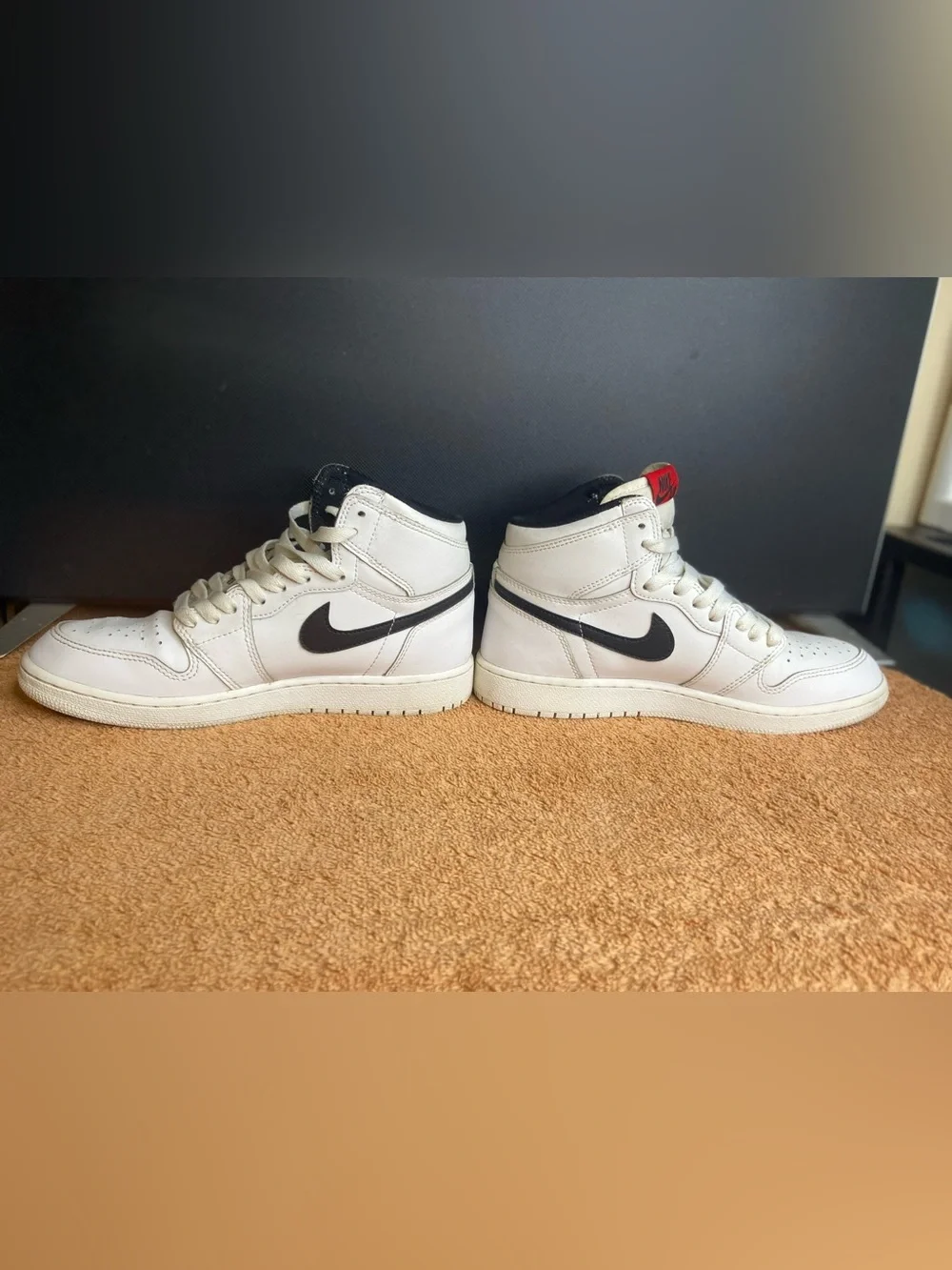 Nike Air Jordan 1 High Top Sneakers - White with Black Swoosh